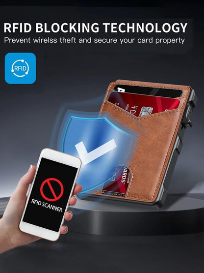 🔥Last Day! 50% OFF 💼🔒Premium Aluminum RFID Blocking Minimalist Wallet for Men — Pop-Up Card Access, Money Clip & ID Window