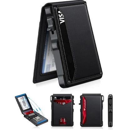 🔥Last Day! 50% OFF 💼🔒Premium Aluminum RFID Blocking Minimalist Wallet for Men — Pop-Up Card Access, Money Clip & ID Window