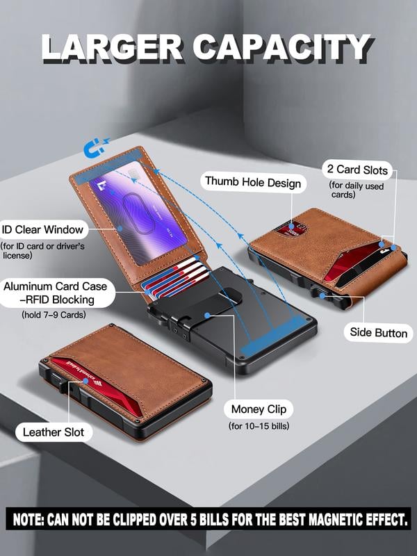 🔥Last Day! 50% OFF 💼🔒Premium Aluminum RFID Blocking Minimalist Wallet for Men — Pop-Up Card Access, Money Clip & ID Window