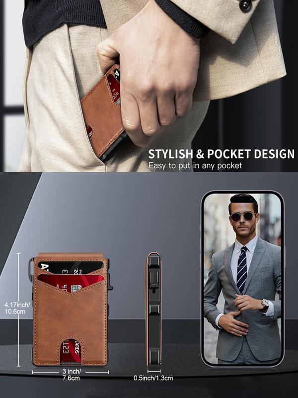 🔥Last Day! 50% OFF 💼🔒Premium Aluminum RFID Blocking Minimalist Wallet for Men — Pop-Up Card Access, Money Clip & ID Window